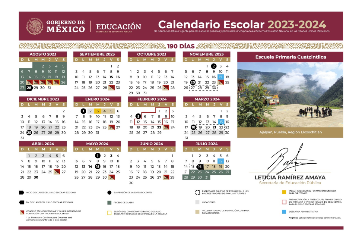 Presenta SEP calendario escolar para el ciclo 2023-2024