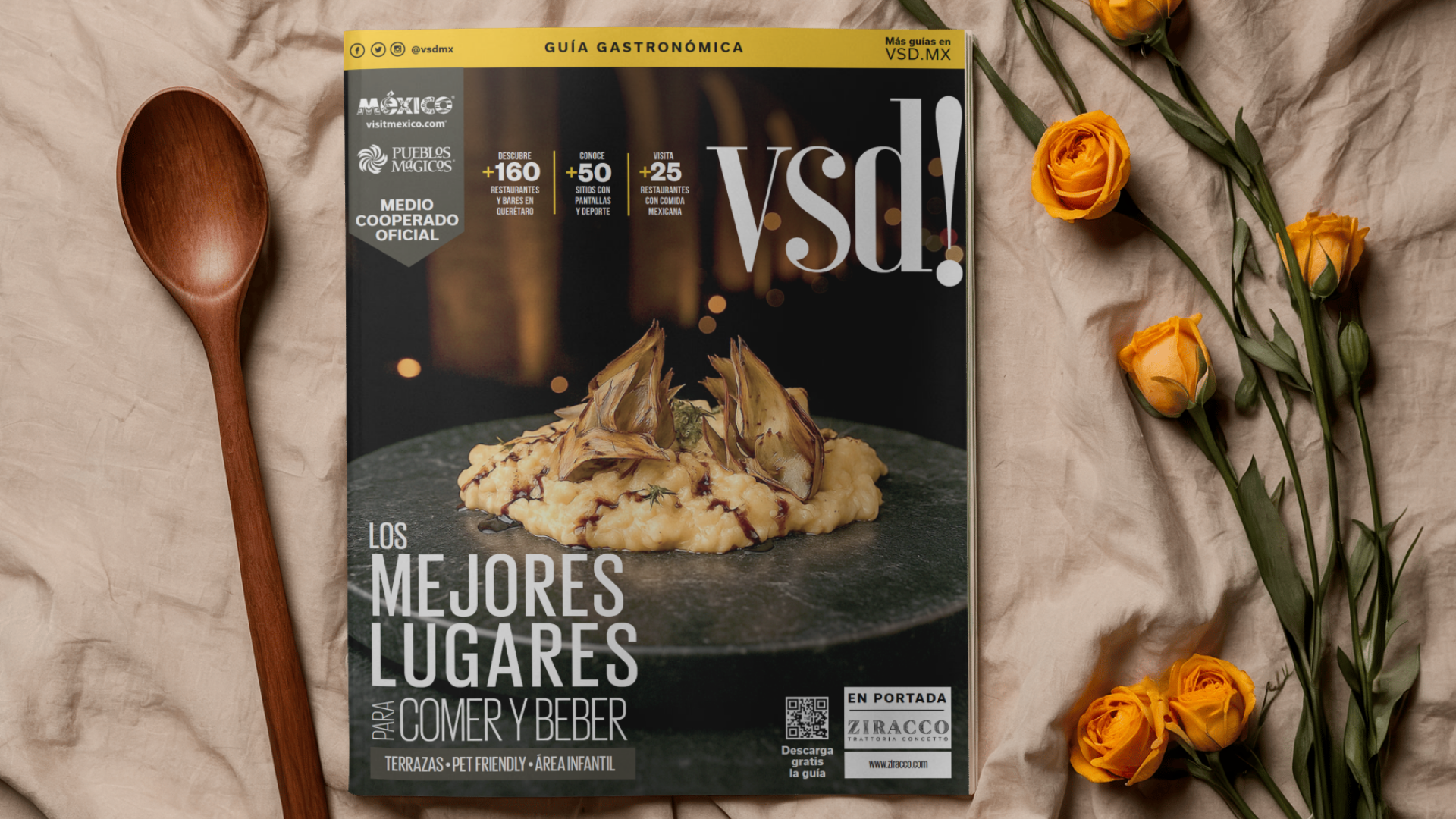 Descarga gratis la Guía Gastronómica VSD en tu celular. Llena de reseñas editoriales, datos de contacto, horarios y fotos, es la herramienta indispensable para locales y visitantes que buscan vivir una experiencia culinaria excepcional en Querétaro.
